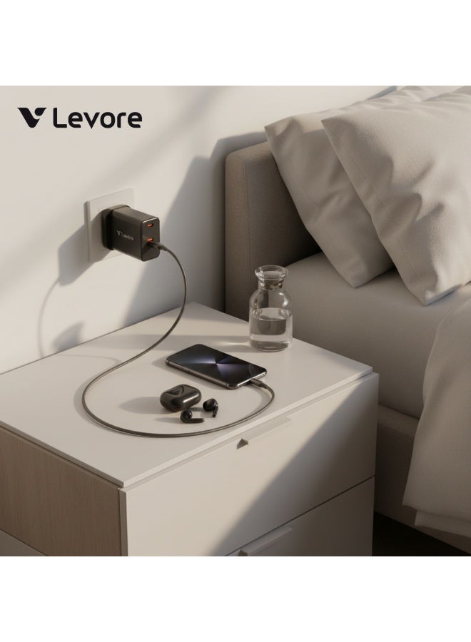 LEVORE 45w Dual PD GAN Wall Charger with C to C Cable - LGW141-BK - Image 4